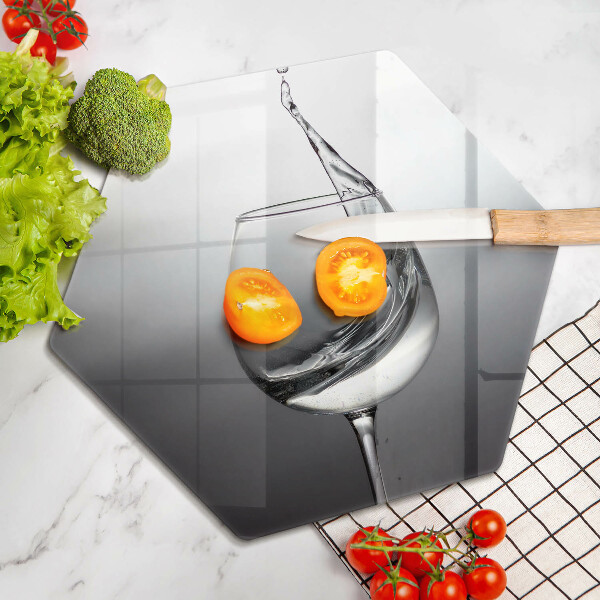 Üveg vágódeszka Egy pohár vizet