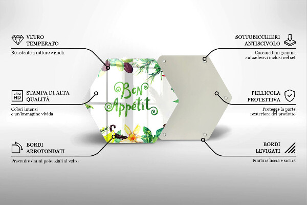 Üveg vágódeszka Bon Appetit felirat