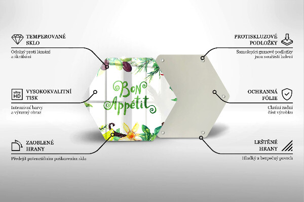 Üveg vágódeszka Bon Appetit felirat