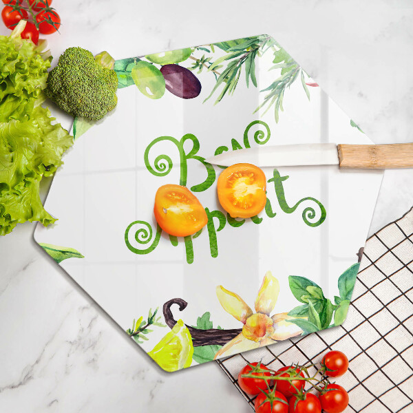 Üveg vágódeszka Bon Appetit felirat