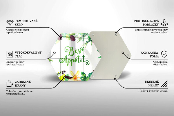 Üveg vágódeszka Bon Appetit felirat