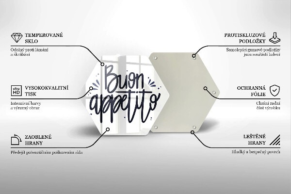 Üveg vágódeszka Buon Appetito felirat