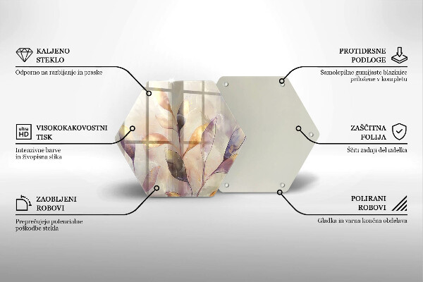 Üveg vágódeszka Festett boho levelek