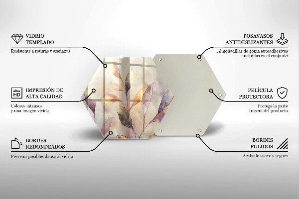 Üveg vágódeszka Festett boho levelek