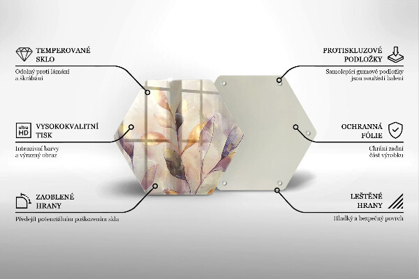 Üveg vágódeszka Festett boho levelek