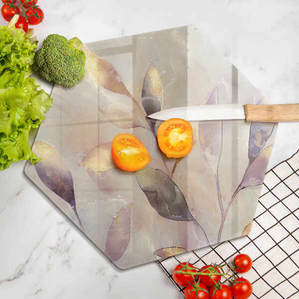 Üveg vágódeszka Festett boho levelek