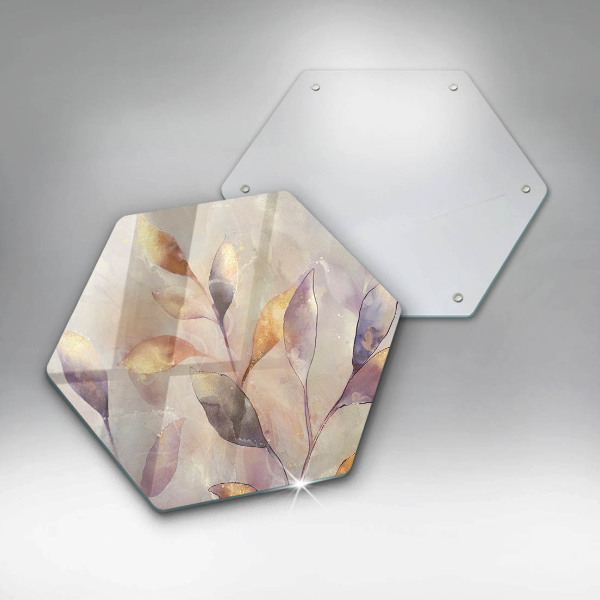 Üveg vágódeszka Festett boho levelek