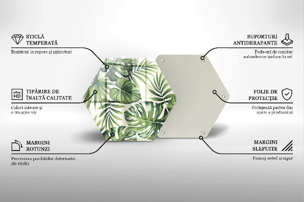 Üveg vágódeszka Monstera levelek illusztráció