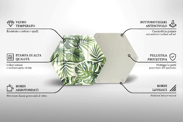 Üveg vágódeszka Monstera levelek illusztráció