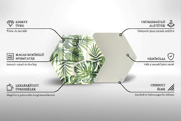 Üveg vágódeszka Monstera levelek illusztráció