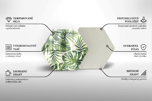 Üveg vágódeszka Monstera levelek illusztráció