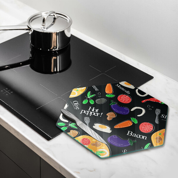 Üveg vágódeszka Élelmiszer illusztráció