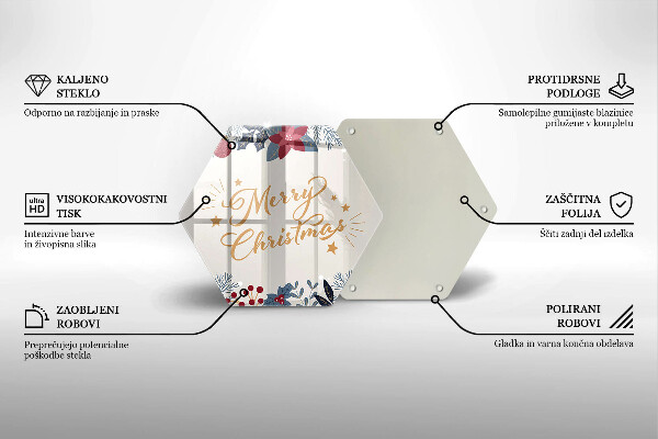 Üveg vágódeszka Merry Christmas felirat