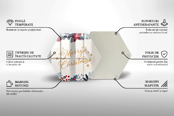 Üveg vágódeszka Merry Christmas felirat