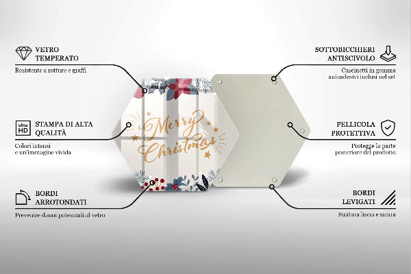 Üveg vágódeszka Merry Christmas felirat