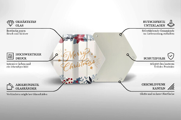 Üveg vágódeszka Merry Christmas felirat