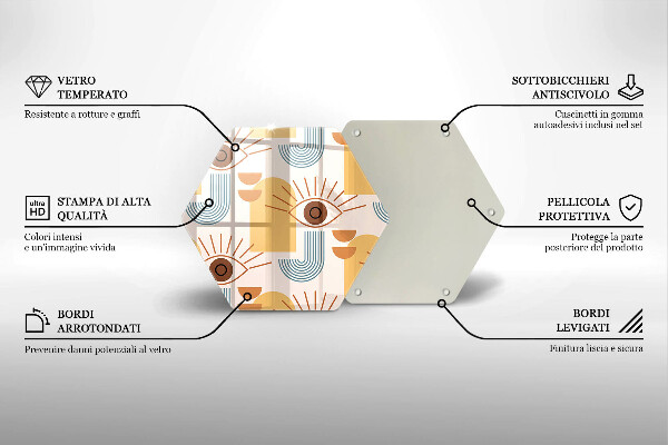 Üveg vágódeszka Boho szem minta