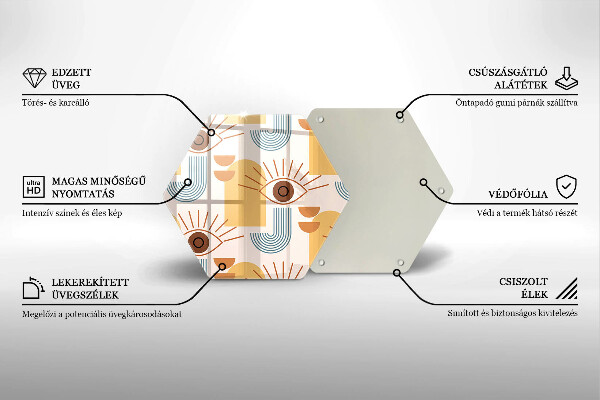 Üveg vágódeszka Boho szem minta