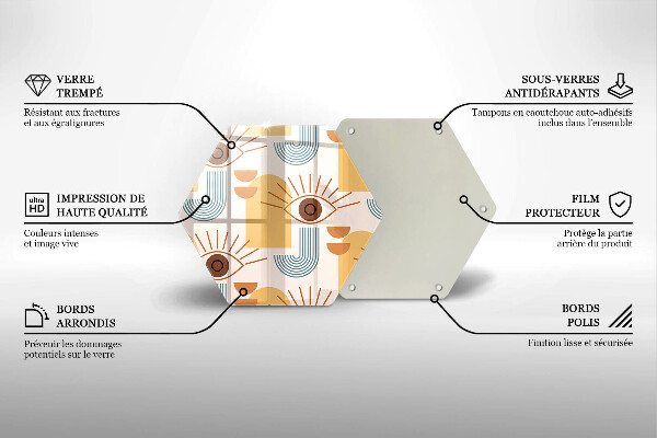Üveg vágódeszka Boho szem minta