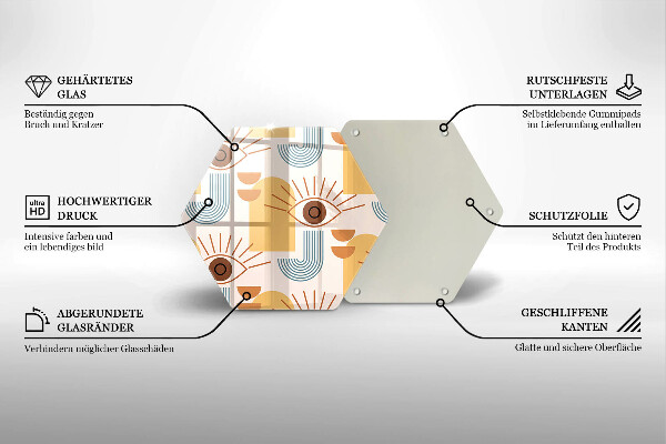 Üveg vágódeszka Boho szem minta