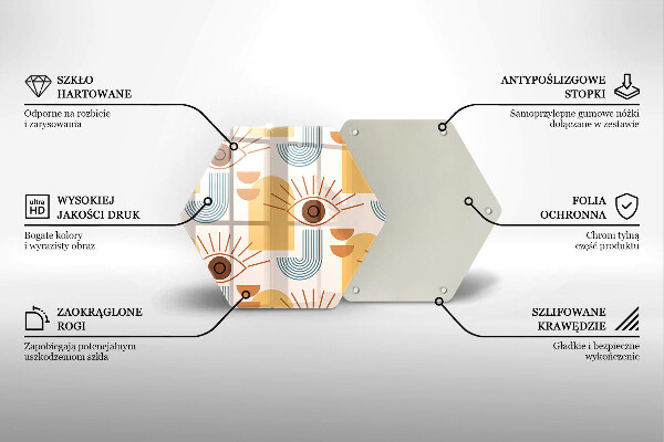 Üveg vágódeszka Boho szem minta