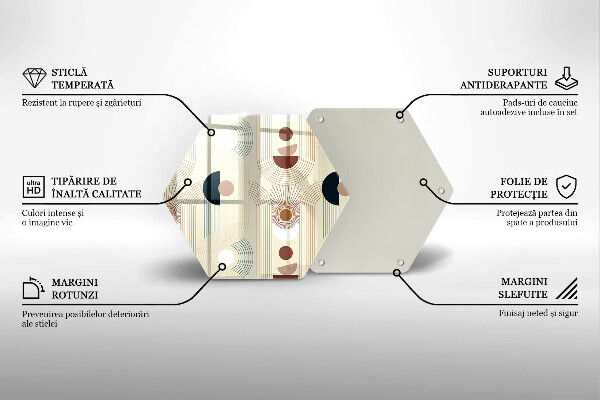 Üveg vágódeszka Boho geometriai formák