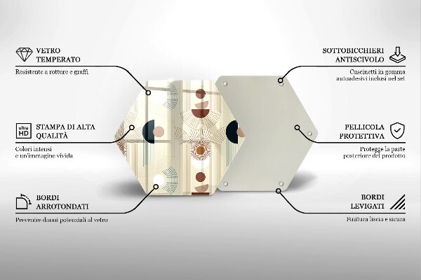 Üveg vágódeszka Boho geometriai formák