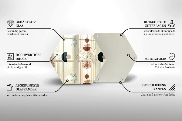 Üveg vágódeszka Boho geometriai formák