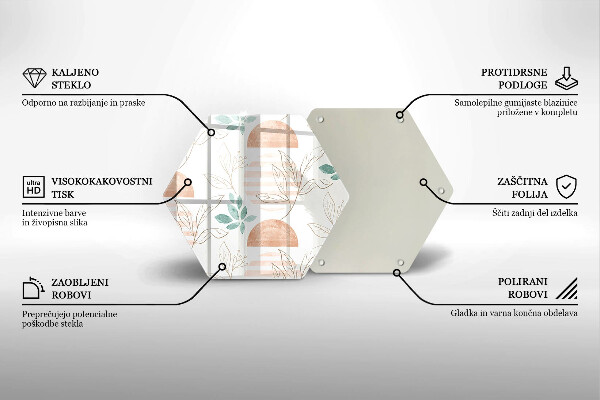 Üveg vágódeszka Boho levelek minta