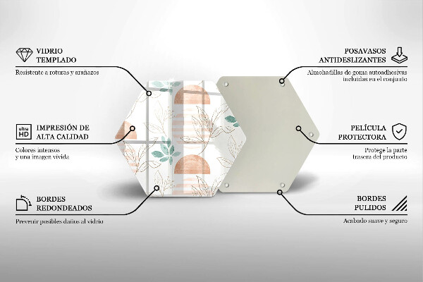 Üveg vágódeszka Boho levelek minta