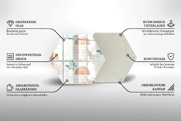 Üveg vágódeszka Boho levelek minta