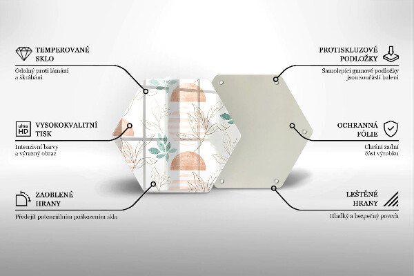 Üveg vágódeszka Boho levelek minta