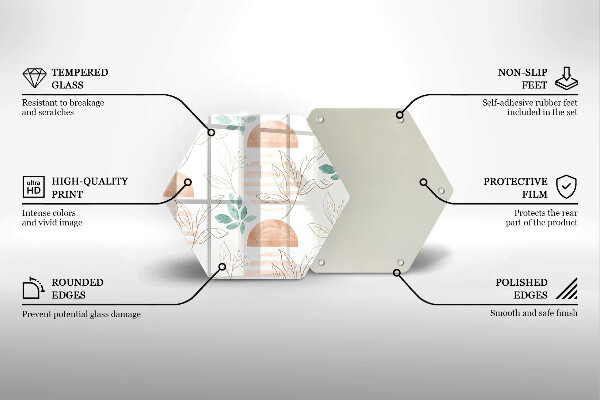 Üveg vágódeszka Boho levelek minta