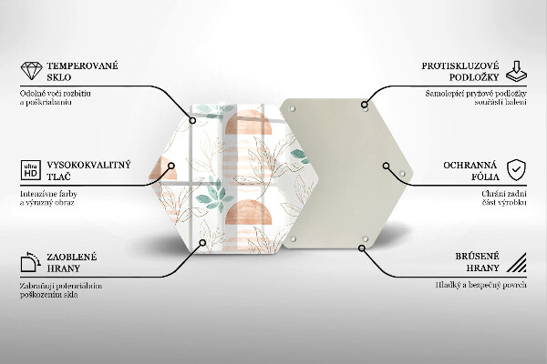 Üveg vágódeszka Boho levelek minta