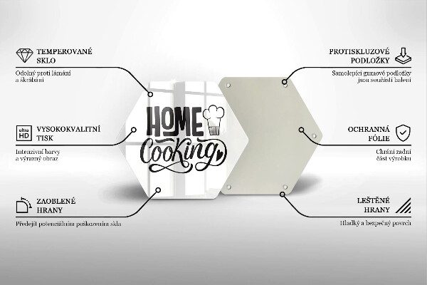 Üveg vágódeszka Home cooking