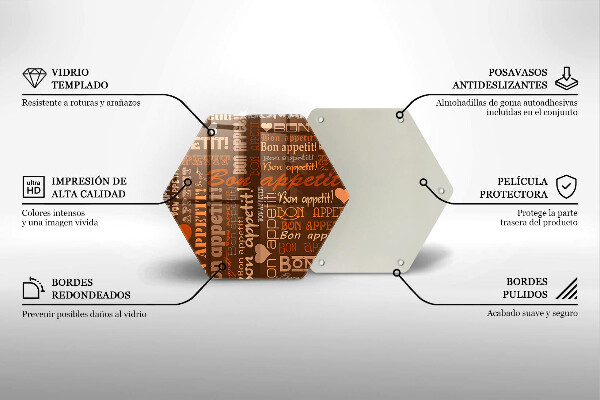 Üveg vágódeszka Bon appetit feliratok