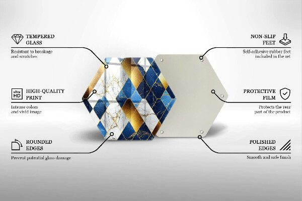Üveg vágódeszka Arany márványrombuszok