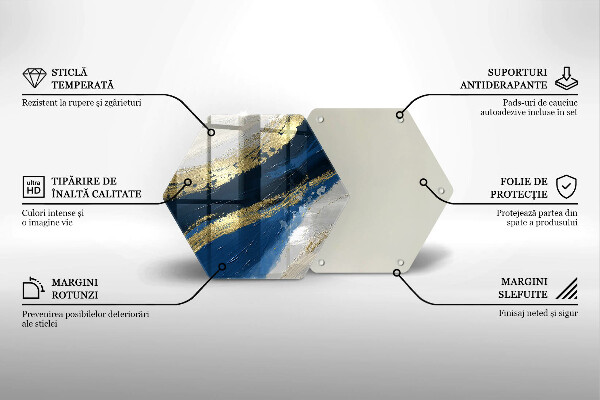 Üveg vágódeszka Textúra arannyal