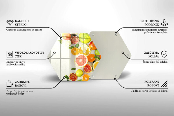 Üveg vágódeszka Citrusfélék
