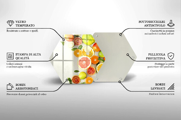 Üveg vágódeszka Citrusfélék