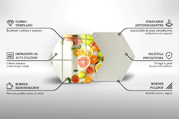 Üveg vágódeszka Citrusfélék