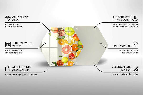 Üveg vágódeszka Citrusfélék