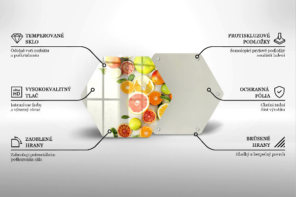 Üveg vágódeszka Citrusfélék