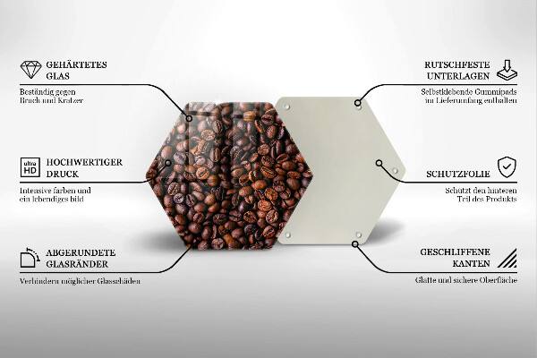 Üveg vágódeszka Kávébab