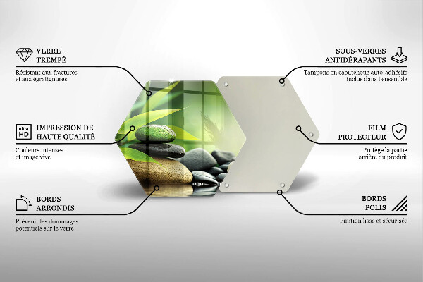 Üveg vágódeszka Zen bambusz kövek