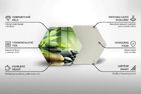 Üveg vágódeszka Zen bambusz kövek