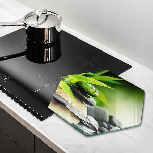 Üveg vágódeszka Zen bambusz kövek