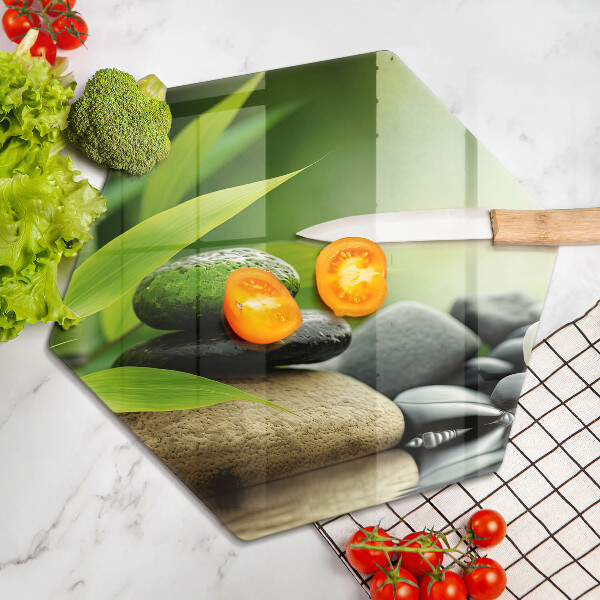Üveg vágódeszka Zen bambusz kövek