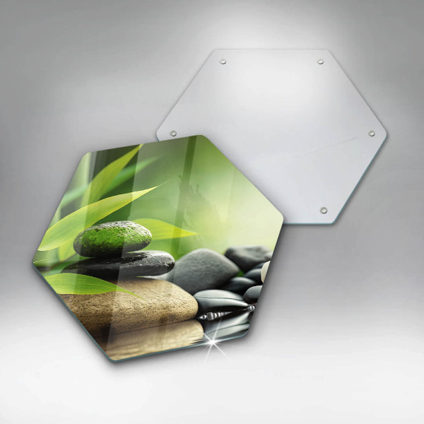 Üveg vágódeszka Zen bambusz kövek