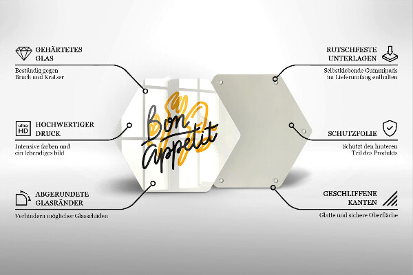 Üveg vágódeszka Bon Appetit felirat